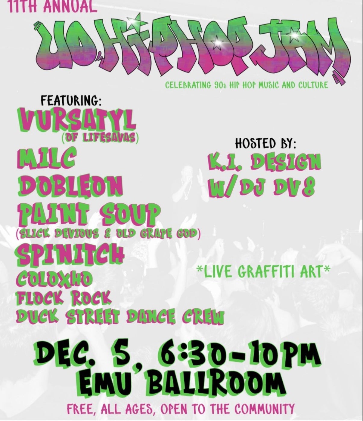 A poster for the UO Hip Hop Jam